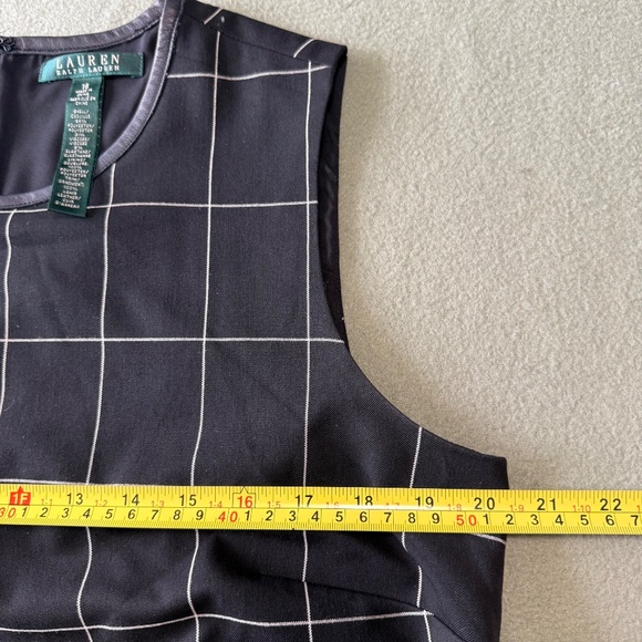 Lauren Ralph Lauren Women’s Leather Trim Sleeveless Checkered Dress Size 16 - Picture 6 of 9